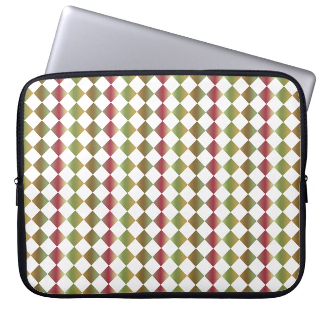 Colourful Chequered Diamond Pattern Laptop Sleeve (Front)