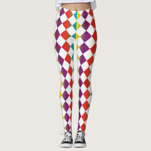 Colourful Chequered Diamond Pattern Leggings
