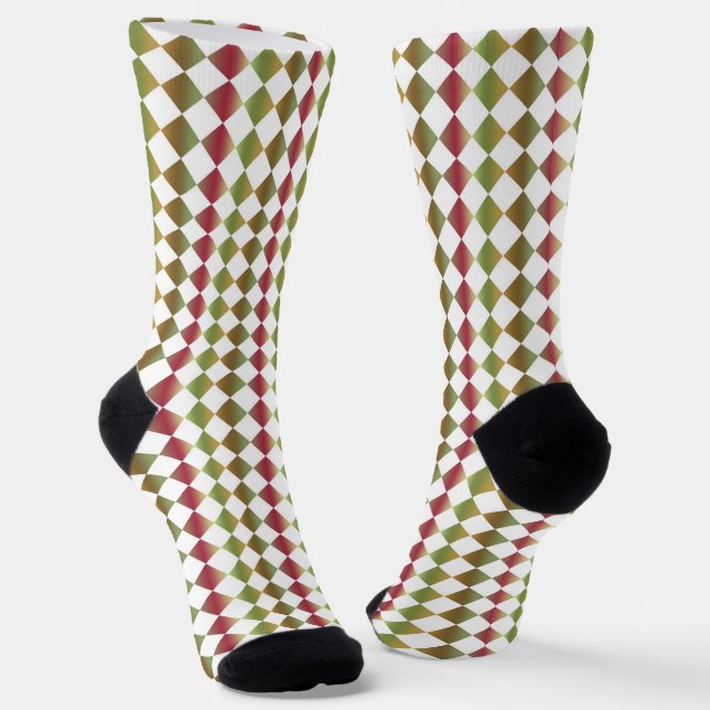 Colourful Chequered Diamond Pattern Socks (Angled)