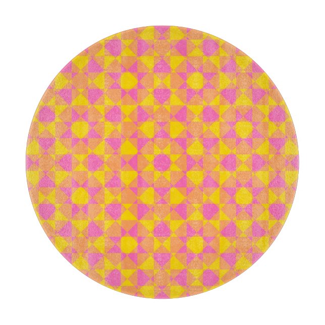 Colourful Chequered Diamond Plaid Pattern Cutting Board (Front)