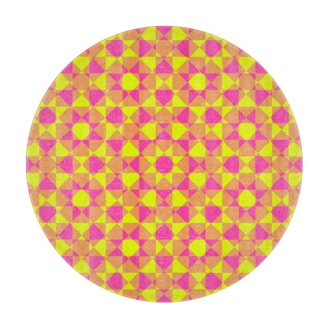 Colourful Chequered Diamond Plaid Pattern Cutting Board (Front)