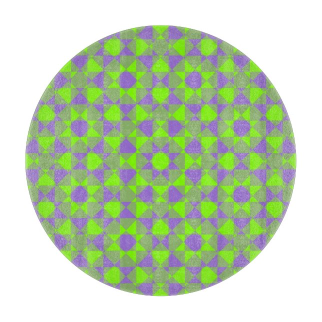 Colourful Chequered Diamond Plaid Pattern Cutting Board (Front)