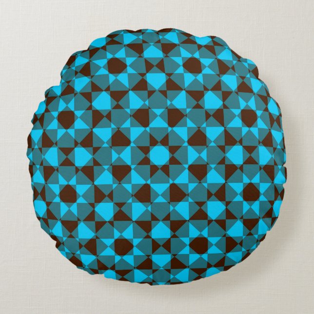 Colourful Chequered Diamond Plaid Pattern Round Cushion (Front)