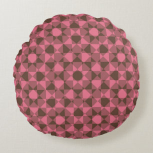 Colourful Chequered Diamond Plaid Pattern Round Cushion