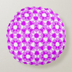 Colourful Chequered Diamond Plaid Pattern Round Cushion