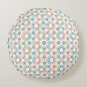 Colourful Chequered Diamond Plaid Pattern Round Cushion