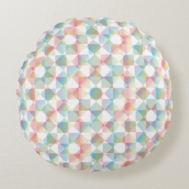 Colourful Chequered Diamond Plaid Pattern Round Cushion (Front)