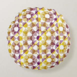 Colourful Chequered Diamond Plaid Pattern Round Cushion