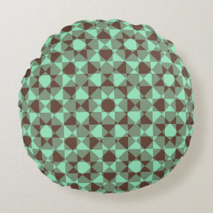 Colourful Chequered Diamond Plaid Pattern Round Cushion