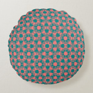 Colourful Chequered Diamond Plaid Pattern Round Cushion