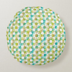 Colourful Chequered Diamond Plaid Pattern Round Cushion