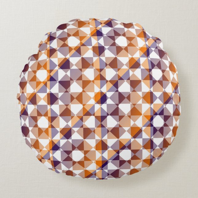 Colourful Chequered Diamond Plaid Pattern Round Cushion (Front)