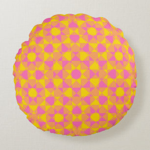 Colourful Chequered Diamond Plaid Pattern Round Cushion