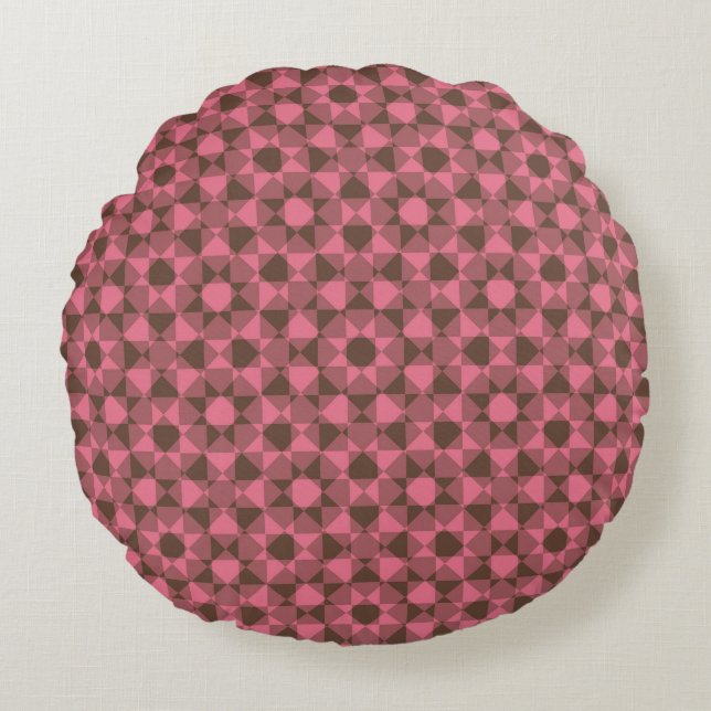 Colourful Chequered Diamond Plaid Pattern Round Cushion (Front)