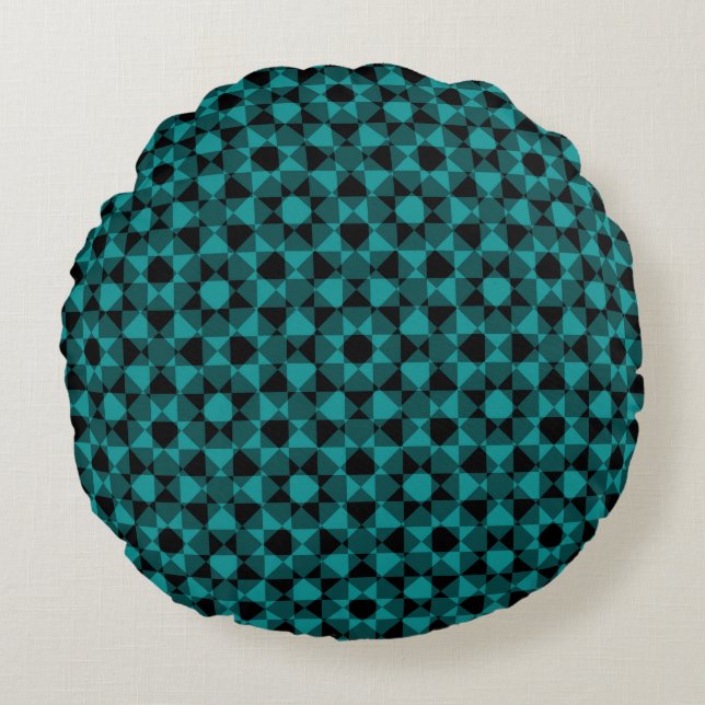 Colourful Chequered Diamond Plaid Pattern Round Cushion (Front)