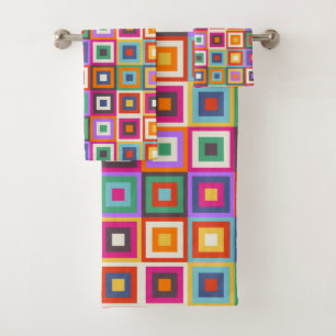 Colourful Chequered Pattern Bath Towel Set