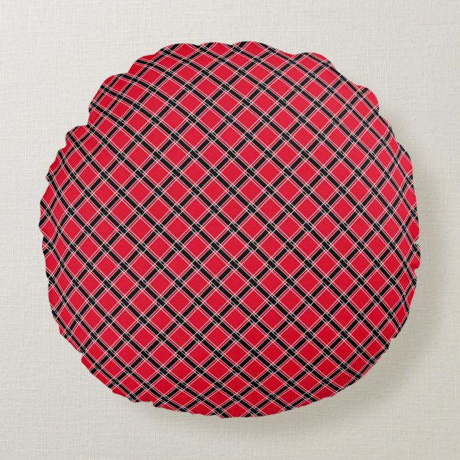 Colourful chequered pattern in an oblique cage  round cushion (Front)