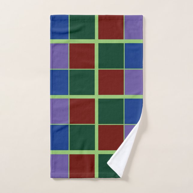 Colourful Chequered Squares Bath Towel Set (Hand Towel)