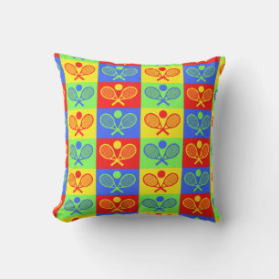 Colourful Chequered Tennis Seamless Pattern Cushion