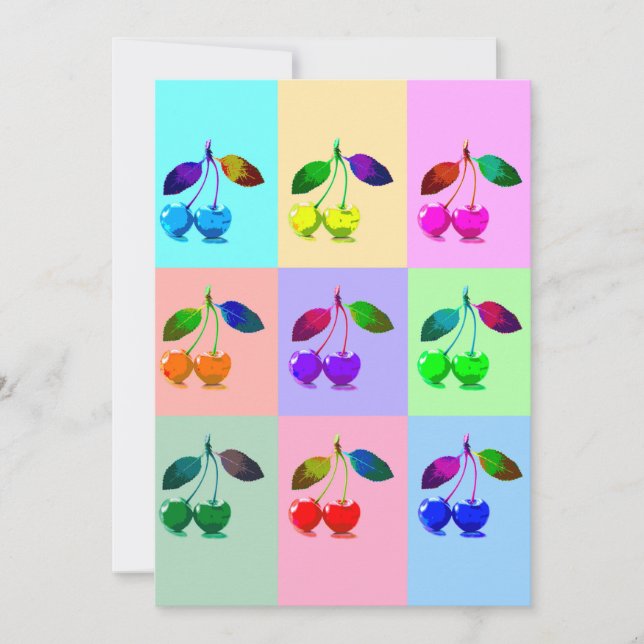 Colourful Cherries - Pop Art   Invitation (Front)
