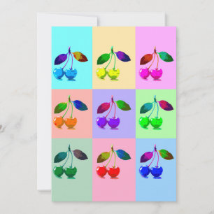 Colourful Cherries - Pop Art Invitation