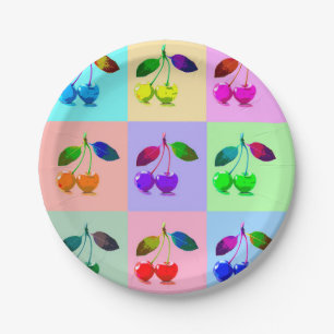Colourful Cherries - Pop Art   Paper Plate