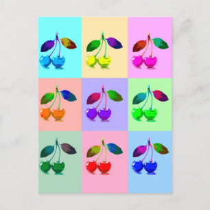 Colourful Cherries - Pop Art Postcard