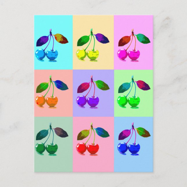 Colourful Cherries - Pop Art  Postcard (Front)
