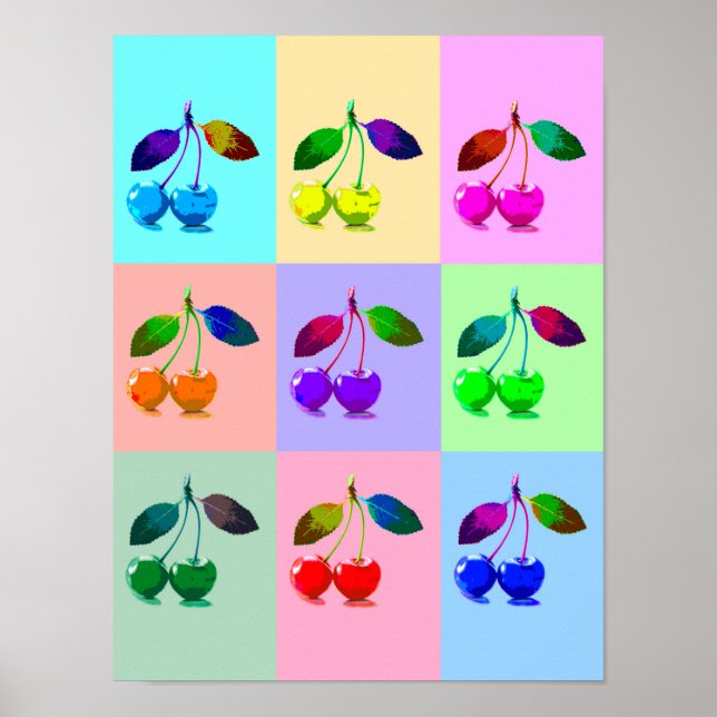 Colourful Cherries - Pop Art  Poster (Front)
