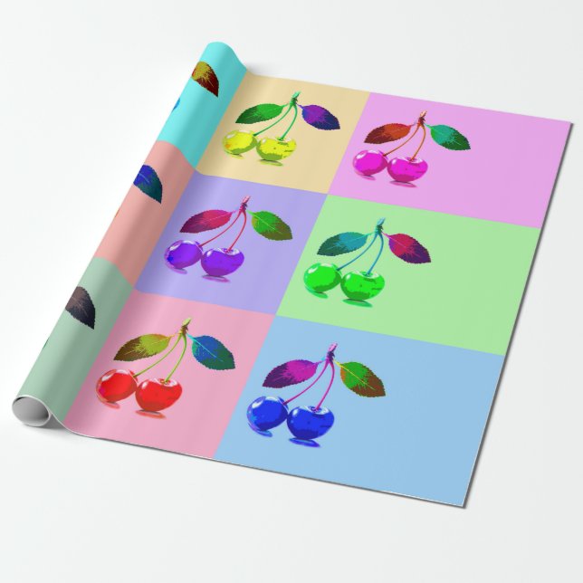 Colourful Cherries - Pop Art   Wrapping Paper (Unrolled)