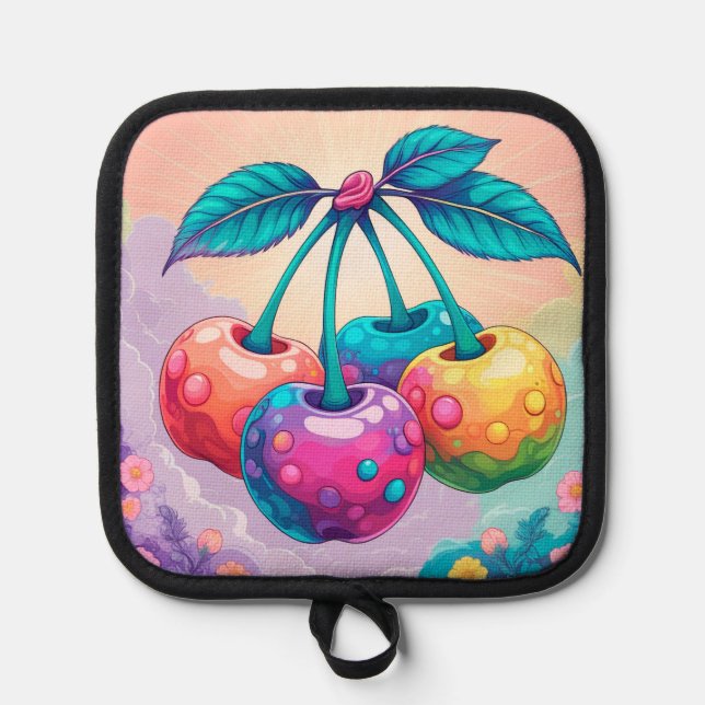 Colourful cherries pot holder (Front)