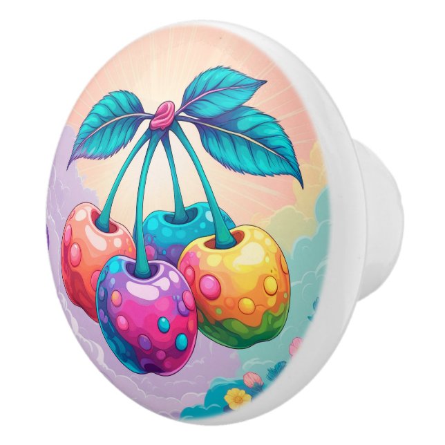 Colourful cherry for Summer Ceramic Knob (Right)
