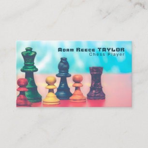 Colourful Chess Pieces, Chess Club Business Card