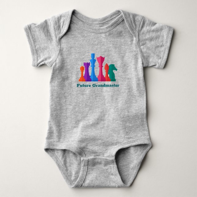 Colourful Chess Pieces Design Baby Bodysuit (Front)