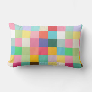 Colourful chess ricks squares lumbar cushion