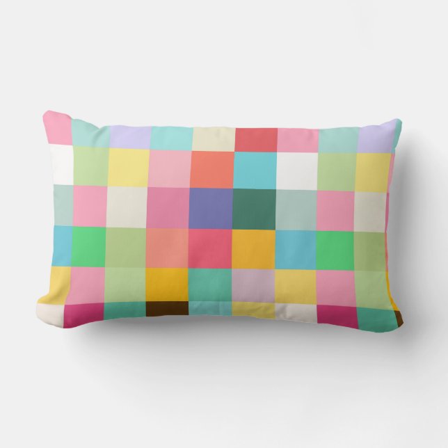 Colourful chess ricks squares lumbar cushion (Front)