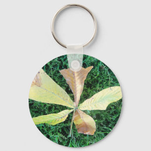 Colourful chestnut tree leaf key ring