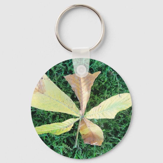 Colourful chestnut tree leaf key ring (Front)