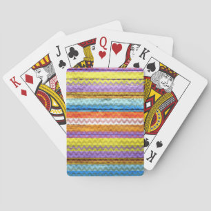 Colourful Chevron Abstract Wood Playing Cards