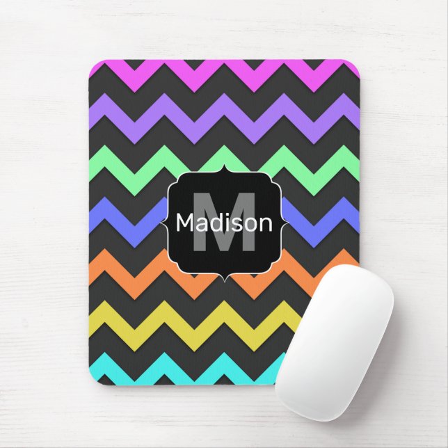 Colourful Chevron Cool Summer Fun Pattern Monogram Mouse Pad (With Mouse)
