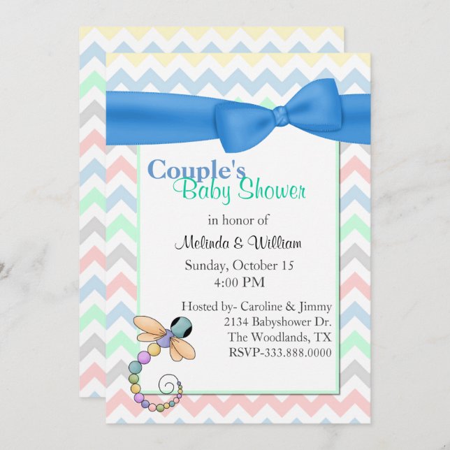 Colourful Chevron Couple's Baby Shower Invitation (Front/Back)