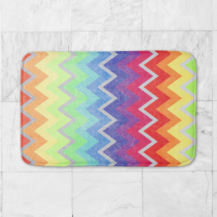 Colourful Chevron Cute Rainbow colours Texture Bath Mat