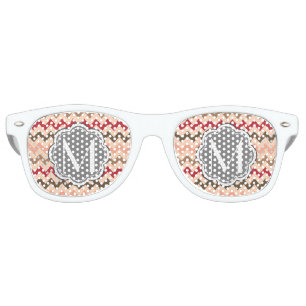 Colourful Chevron, Floral Monogram Personalised Retro Sunglasses