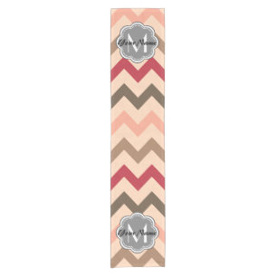 Colourful Chevron, Floral Monogram Personalised Short Table Runner