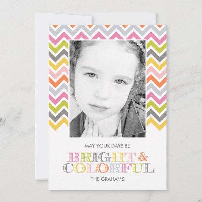 Colourful Chevron Holiday Photo Cards (Front)