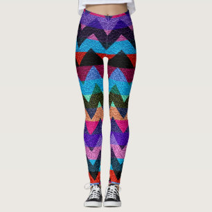 Colourful Chevron Modern Leather #10 Leggings