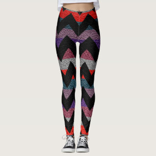 Colourful Chevron Modern Leather #17 Leggings