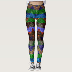 Colourful Chevron Modern Leather #19 Leggings