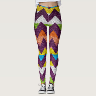 Colourful Chevron Modern Leather #20 Leggings