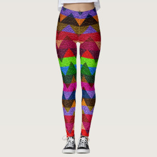Colourful Chevron Modern Leather #21 Leggings